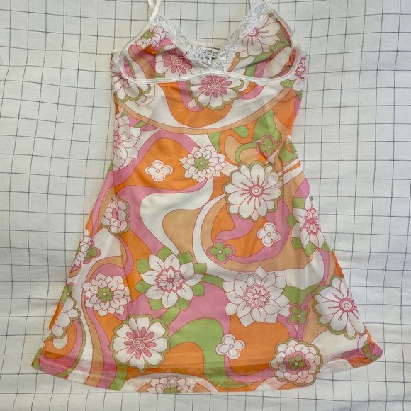 Miss Selfridge Lace Mesh Mini Dress in Multi Floral, Size 4 - Picture 4 of 5